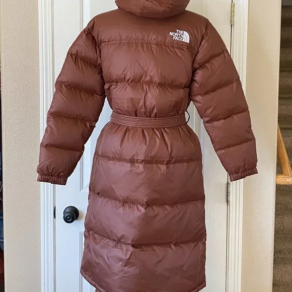 The North Face 1996 Retro Nuptse Belted Long Hooded Puffer Jacket